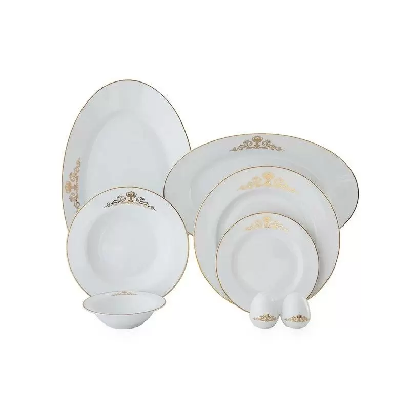 سرویس 28 پارچه چینی زرین-ایتالیا اف (گرد)-6 نفره-کویین طلایی